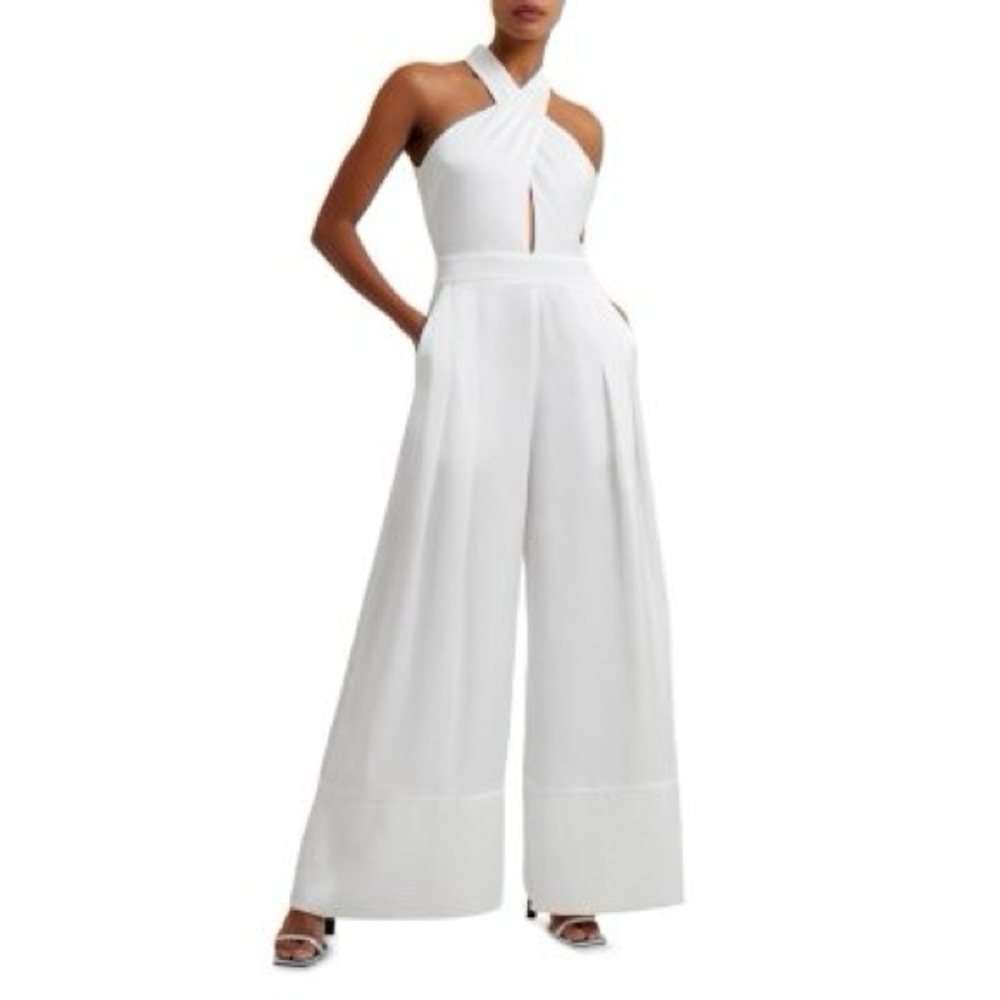 French Connection White Halter Jumpsuit